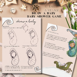 It Takes a Village Winter Baby Shower Draw a baby  Kaart