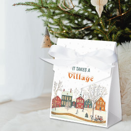 It Takes a Village Winter Baby Shower Favor Box Bedankdoosjes