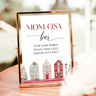 It Takes a Village Winter Baby Shower Mom-osa Bar Poster