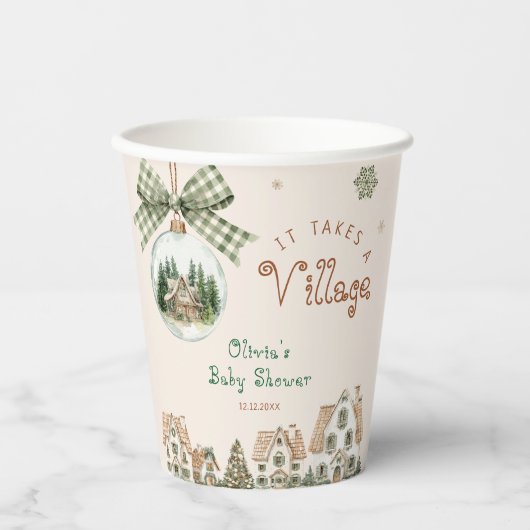It Takes a Village Winter Baby Shower Papieren Bekers (Voorkant)