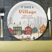 It Takes a Village Winter Baby Shower Papieren Bordje