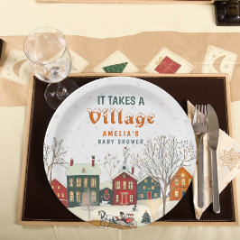 It Takes a Village Winter Baby Shower Papieren Bordje