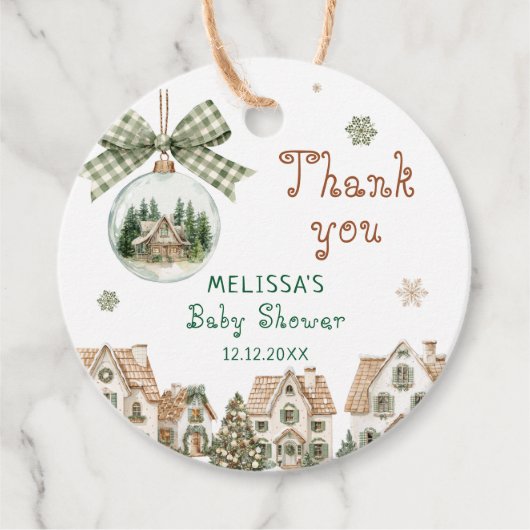 It Takes a Village Winter Baby Shower Thank You Bedankjes Labels (Voorkant)