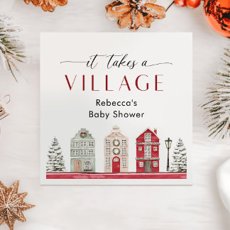 It Takes a Village Winter Christmas Baby Shower Servet