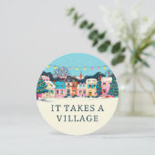 It Takes A Village Winter Neutral Baby Shower Kaart (Staand voorkant)