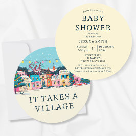 It Takes A Village Winter Neutral Baby Shower Kaart