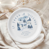 It takes a Village Winter Night Snow Baby Shower Papieren Bordje