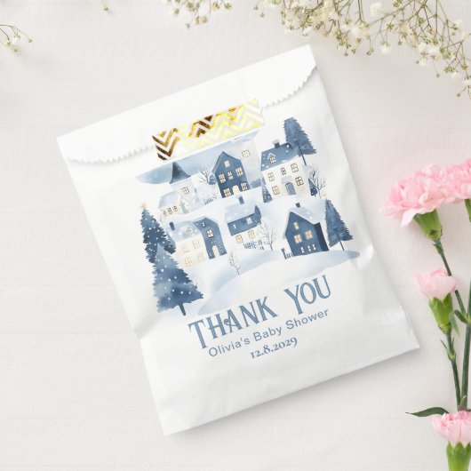 It takes a Village Winter Night Snow Thank you Bedankzakje (Gezegeld)