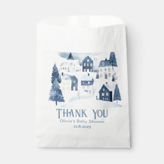 It takes a Village Winter Night Snow Thank you Bedankzakje (Voorkant)