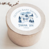 It takes a Village Winter Night Snow Thank you Ronde Sticker