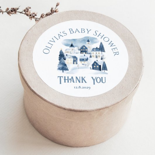 It takes a Village Winter Night Snow Thank you Ronde Sticker