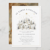 It Takes a Village Winter Photo Baby Shower  Kaart (Voorkant / Achterkant)