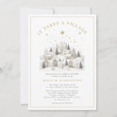 It Takes a Village Winter Photo Baby Shower  Kaart (Voorkant)