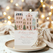 It takes a village Winter Pink Baby Gir Shower Kaart