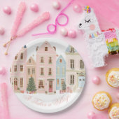 It takes a village Winter Pink Baby Girl Shower Papieren Bordje (Feest)