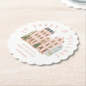 It takes a Village Winter Pink Snow Baby Shower Kartonnen Onderzetters (Gekanteld)