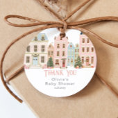 It takes a Village Winter Pink Snow Thank you Bedankjes Labels