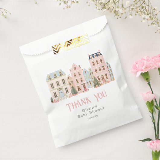 It takes a Village Winter Pink Snow Thank you Bedankzakje (Gezegeld)