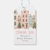 It takes a Village Winter Pink Snow Thank you Cadeaulabel (Voorkant)