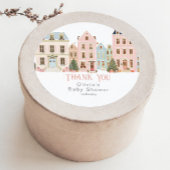 It takes a Village Winter Pink Snow Thank you Ronde Sticker