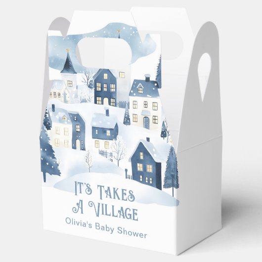 It Takes a Village Winter Snow Baby Shower Bedankdoosjes (Geopend)