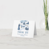 It Takes a Village Winter Snow Baby Shower Bedankkaart (Voorkant)