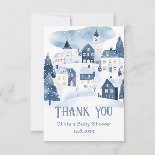 It Takes a Village Winter Snow Baby Shower Bedankkaart (Voorkant)