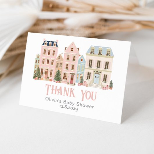 It Takes a Village Winter Snow Baby Shower Bedankkaart