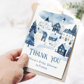 It Takes a Village Winter Snow Baby Shower Bedankkaart