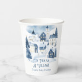 It Takes a Village Winter Snow Baby Shower Papieren Bekers (Achterkant)