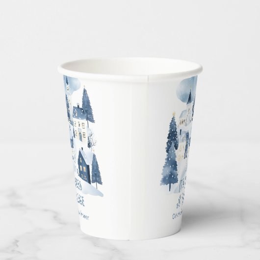 It Takes a Village Winter Snow Baby Shower Papieren Bekers (Rechts)