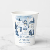 It Takes a Village Winter Snow Baby Shower Papieren Bekers (Voorkant)