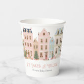 It Takes a Village Winter Snow Baby Shower Papieren Bekers (Achterkant)