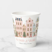 It Takes a Village Winter Snow Baby Shower Papieren Bekers (Voorkant)