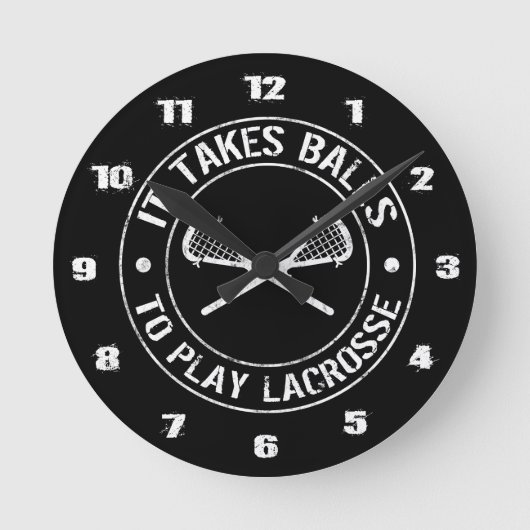 It Takes Balls To Play Lacrosse Round Clock Ronde Klok (Voorkant)