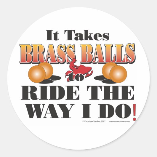 IT-TAKES-BRASS-BALLS RONDE STICKER (Voorkant)