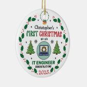 IT-technicus eerste kerstdag gepersonaliseerd Keramisch Ornament (Rechts)