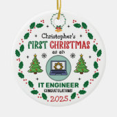 IT-technicus eerste kerstdag gepersonaliseerd Keramisch Ornament (Voorkant)