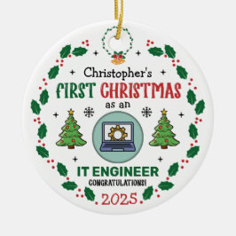 IT-technicus eerste kerstdag gepersonaliseerd Keramisch Ornament