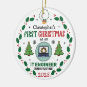 IT-technicus eerste kerstdag gepersonaliseerd Keramisch Ornament (Links)