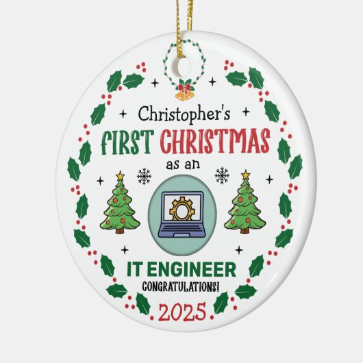 IT-technicus eerste kerstdag gepersonaliseerd Keramisch Ornament (Links)