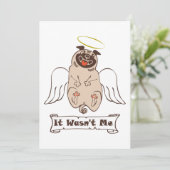It Wasn't Me angel pug funny quote Aankondiging (Staand voorkant)