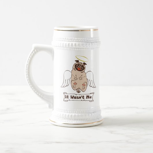 It Wasn't Me angel pug funny quote Bierpul (Links)