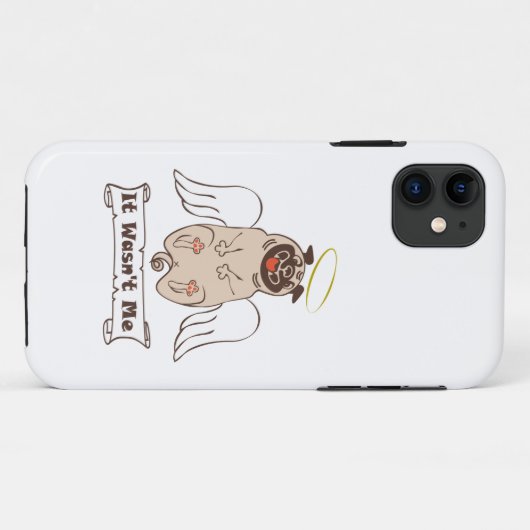 It Wasn't Me angel pug funny quote Case-Mate iPhone Case (Achterkant (horizontaal))