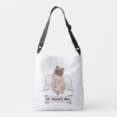 It Wasn't Me angel pug funny quote Crossbody Tas (Achterkant)