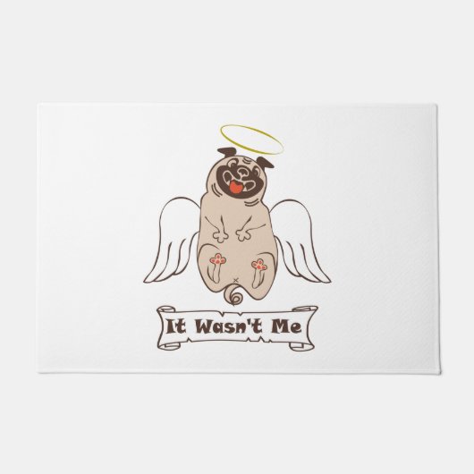 It Wasn't Me angel pug funny quote Deurmat (Voorkant)
