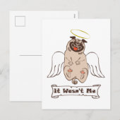 It Wasn't Me angel pug funny quote Feestdagenkaart (Voorkant / Achterkant)