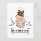 It Wasn't Me angel pug funny quote Feestdagenkaart (Voorkant)