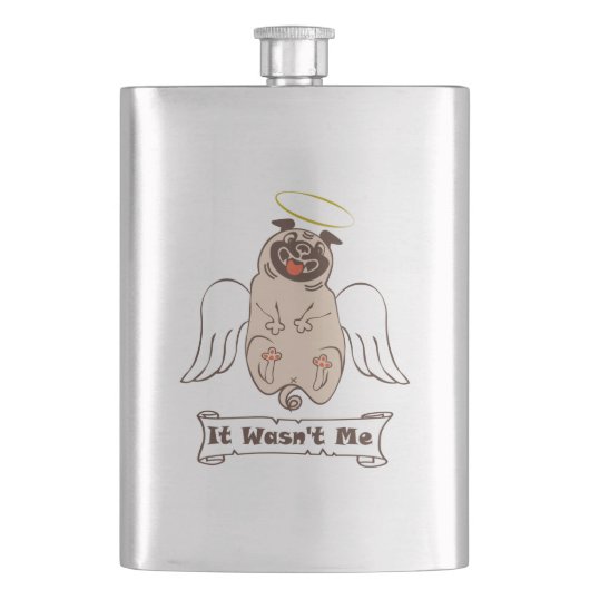 It Wasn't Me angel pug funny quote Flacon (Voorkant)