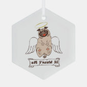 It Wasn't Me angel pug funny quote Glas Ornament (Achterkant)